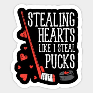 Stealing Hearts Like I Steal Pucks Valentines Day Ice Hockey Sticker